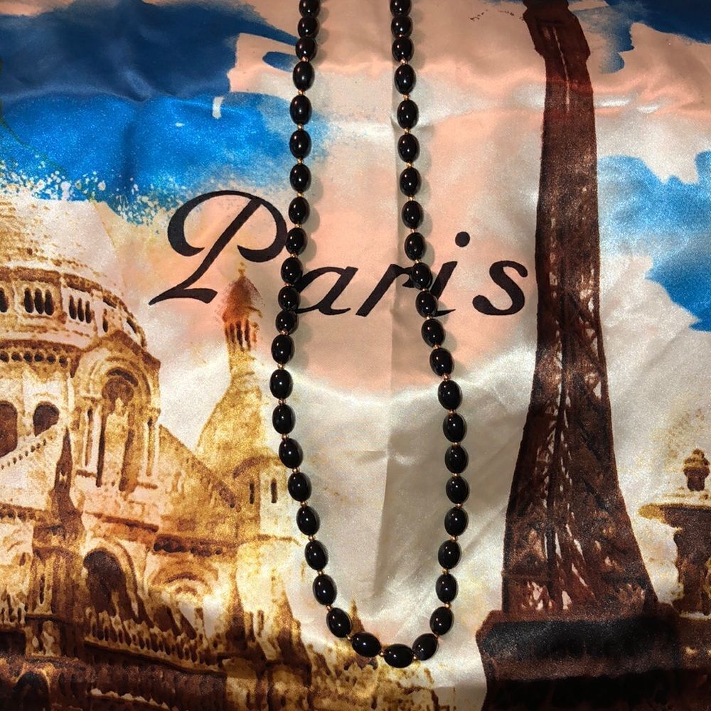 Black Gold Tone Beaded Necklace